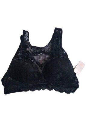 Candie's Longline Lace Padded Bra, Black, Small
